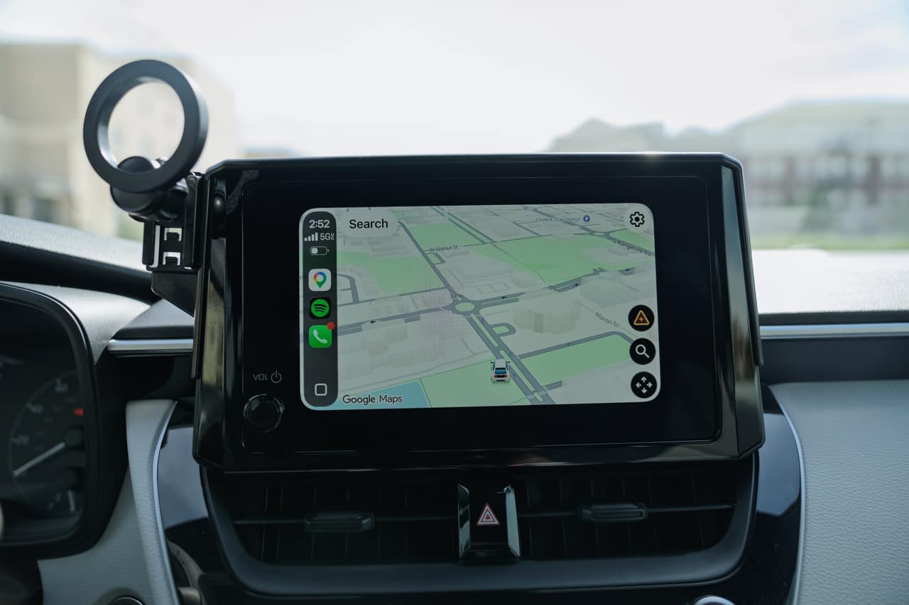 Toyota Corolla touchscreen displaying a navigation map